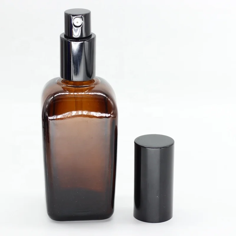 15ml 30ml 50ml 100ml square rectangle amber essential oil glass dropper bottle with pump sprayer