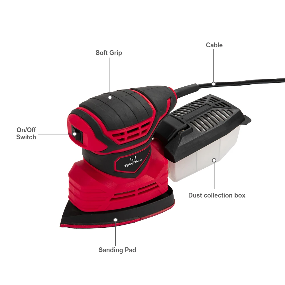 TIPTOP Professional 180w Palm Electric Wood Floor Finishing Delta Sander Corded Triangle 140*140*80mm Pad Mouse Detail Sander
