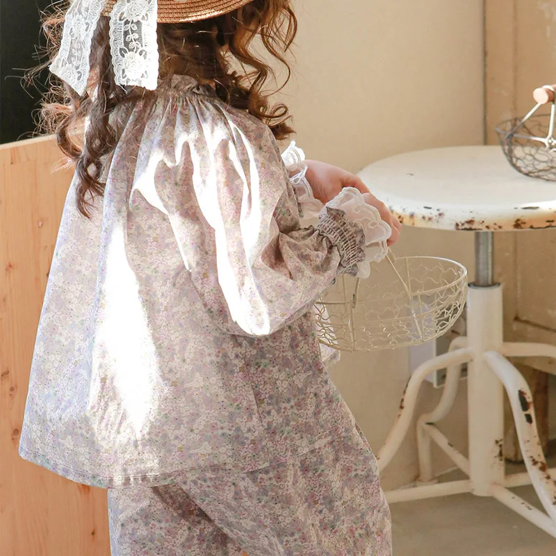 2024 New  Boutique Spring Autumn Kids Blouses Long Sleeve Flower Floral Print Princess  Baby Girl Shirt