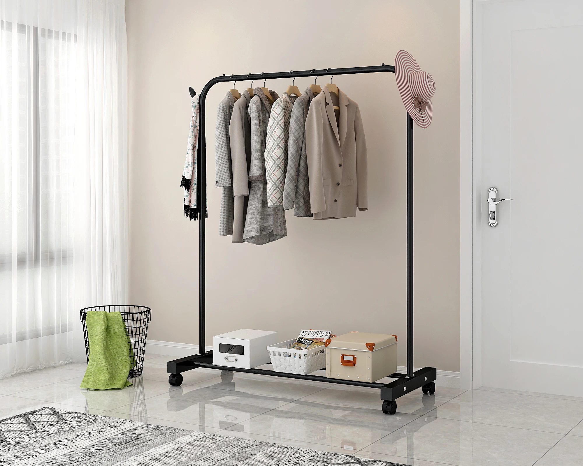 Best Selling Taiwan Brand Metal Garment Rack With Shoe Shelf Garment Display Rack Clothing Garment Rack