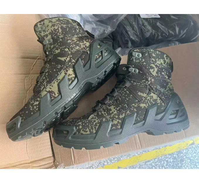 DFB304 VANEDA outdoor Digital GREEN camouflage suede cow leather tactical boots hiking shoes