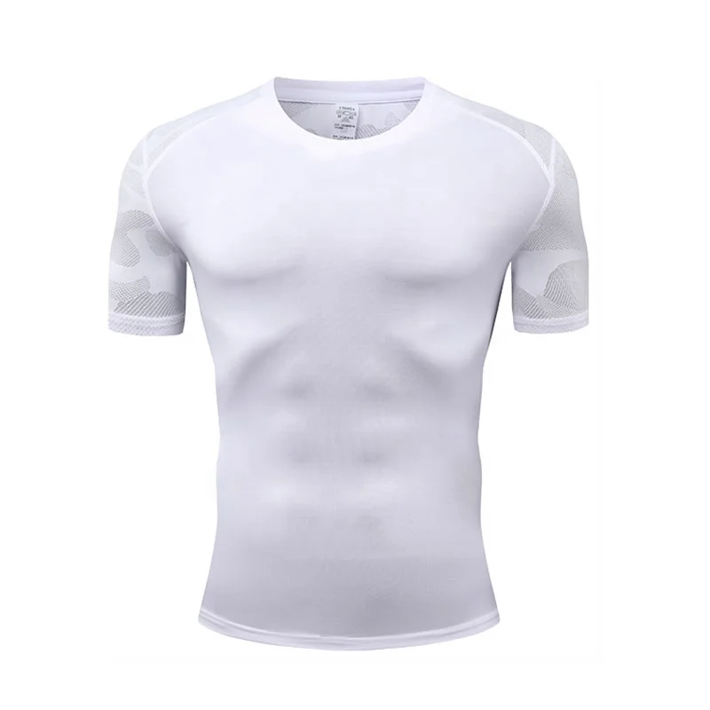 Gym Jogging Sports Shirts O-neck Breathable Quick-dry Workout Jersey Slim Fit Compression Men Hiking Running T-Shirts