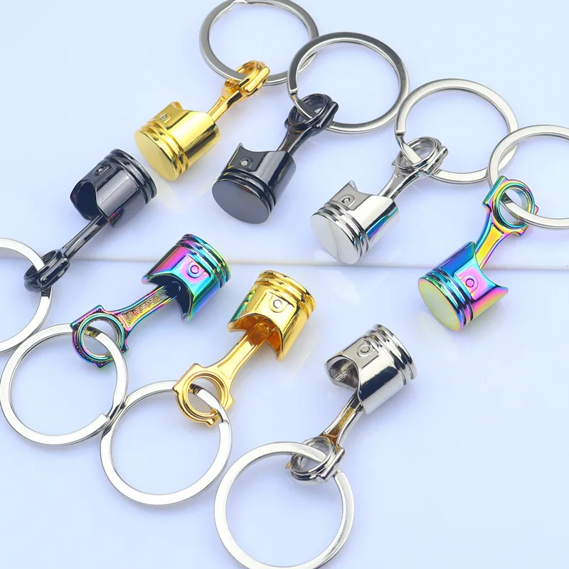 Wholesale Auto Parts key Chain Mini Modification Engine Piston keychain Zinc Alloy 3D Metal Key Chains Pendant Car Key rings