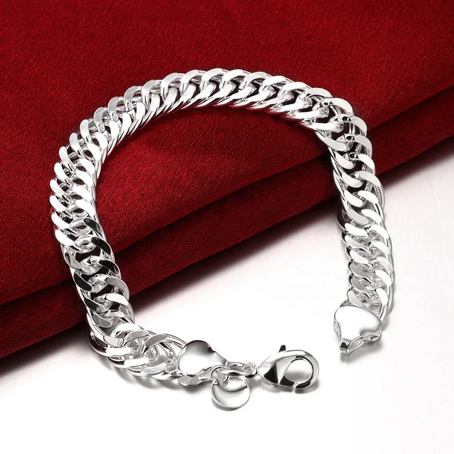 Wholesale popular fashion jewelry pure copper silver plated bracelet whip chain gift for men women