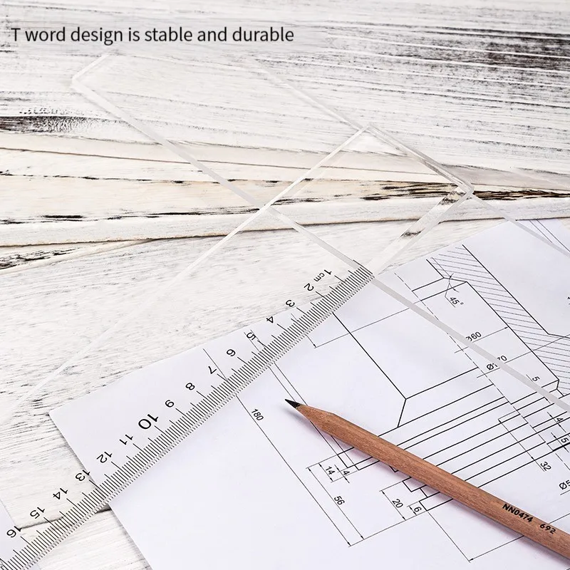 Deli 8410 scale clear strong and durable drawing special plexiglass material architecture T-ruler plastic transparent