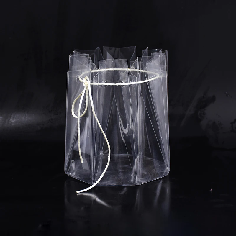 New round transparent flower bag box PVC multi-angle waterproof three-dimensional flower shop supplies