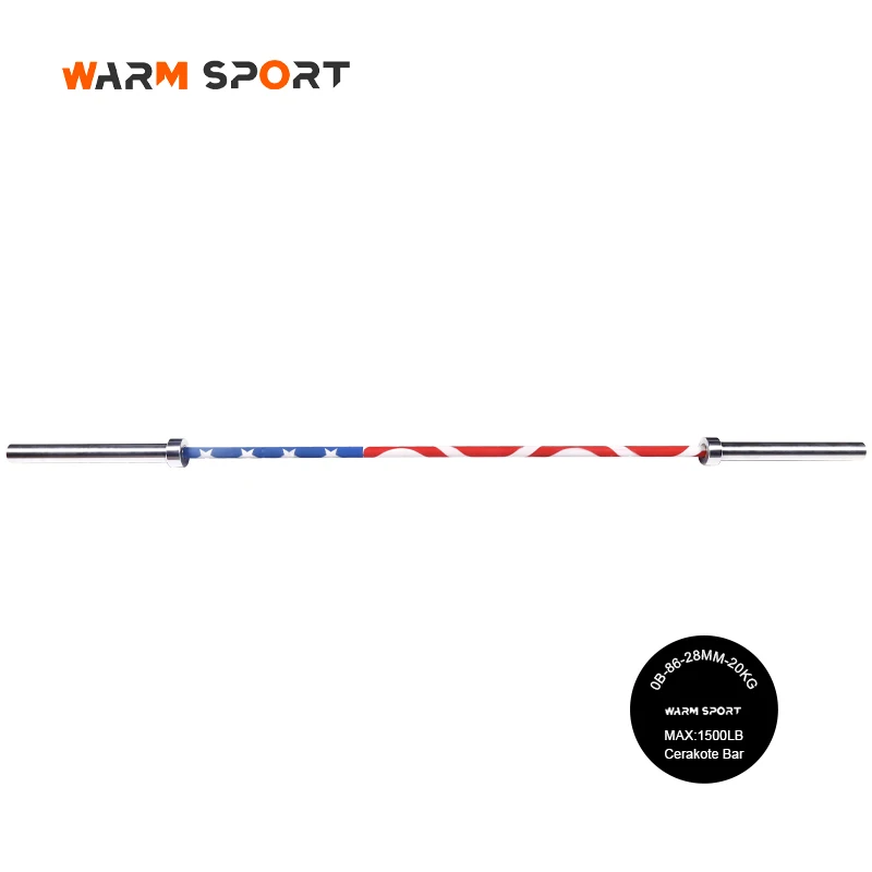 Custom Logo Free Weight Gym Equipment Strength Training 15/20 KG 2200MM Colorful Cerakote Weight Lifting Barbell Bar