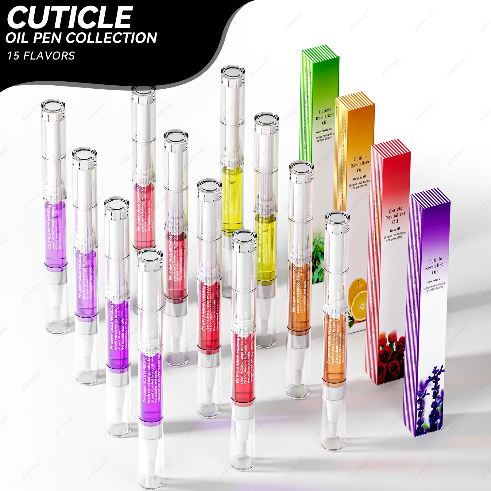 JTING Stock 15 Flavor Nail moisturizing mini cuticle oil pen for nail care health OEM custom logo private label cuticle oil tube