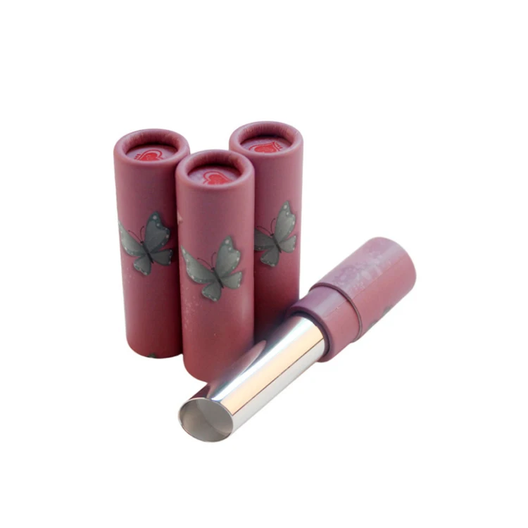 custom cardboard biodegradable paper lipstick tube packaging small small paper cylinder lipstick tube  for cosmetics lipsticks