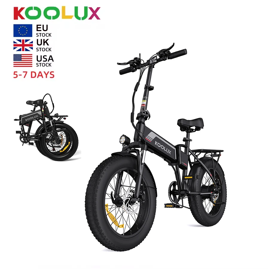 KOOLUX 2024 New Model EU UK Warehouse Stock Black Orange Silver Mountain Off Road Bike 48V 500W 20*4.0Tyre for Adult