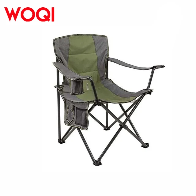 WOQI Oversized Portable Camping Chair Foldable Outdoor Chair with Cup Holder Cooler Bag Adult Supports 450 LBS