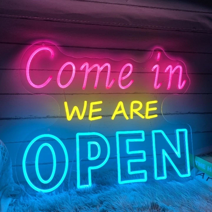 Come In We Are Open Neon Sign Custom Open LED Neon Light Home Wall Decor Restaurant Bar Coffee Shop Salon Decor Business Sign