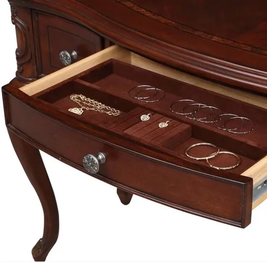 Classic retro log with mirror dressing table in dressing room