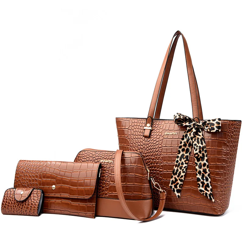 3 Sets High Quality Crocodile Handbags Luxury Designer Shoulder Crossbody Bags for Women Large Capacity Shopping Tote Bags