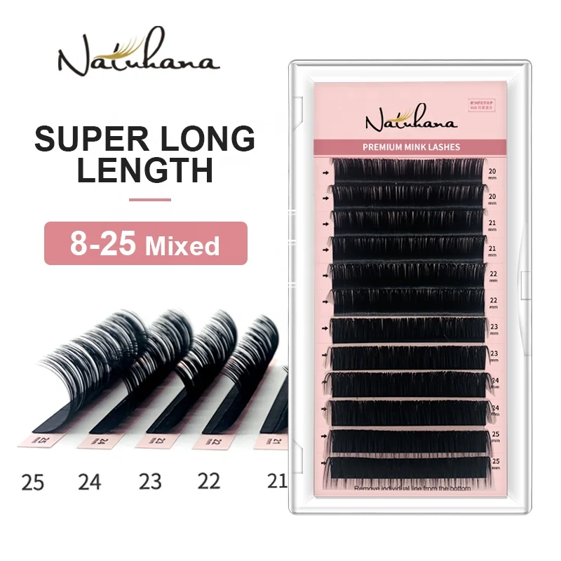 NATUHANA Factory Price 8-25MIX Fake Lashes Individual Private Label Mink Classic / Single Eyelash Extensions Manufacture