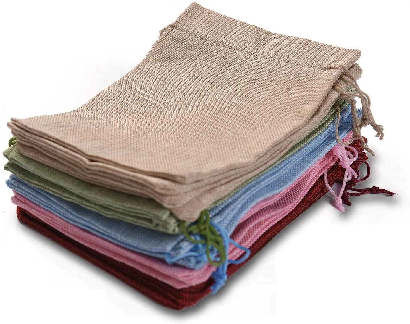 eco friendly reusable cotton linen bag pouch natural color cotton drawstring dust bag for bread