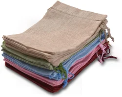 eco friendly reusable cotton linen bag pouch natural color cotton drawstring dust bag for bread