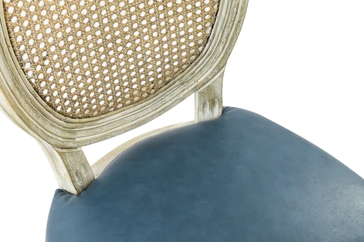 Классическое Античное винтажное французское мягкое тканевое деревянное дизайнерское открытое кресло с кожаной спинкой из ротанга обеденное кресло Louis
