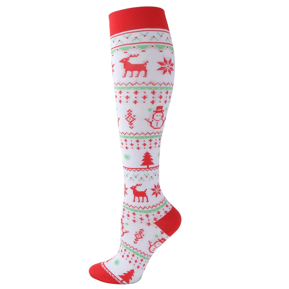 Wholesale Customized Logo Workout Knee High Socks Nurse Compression Socks Women Happy Colorful Style Compression Socks