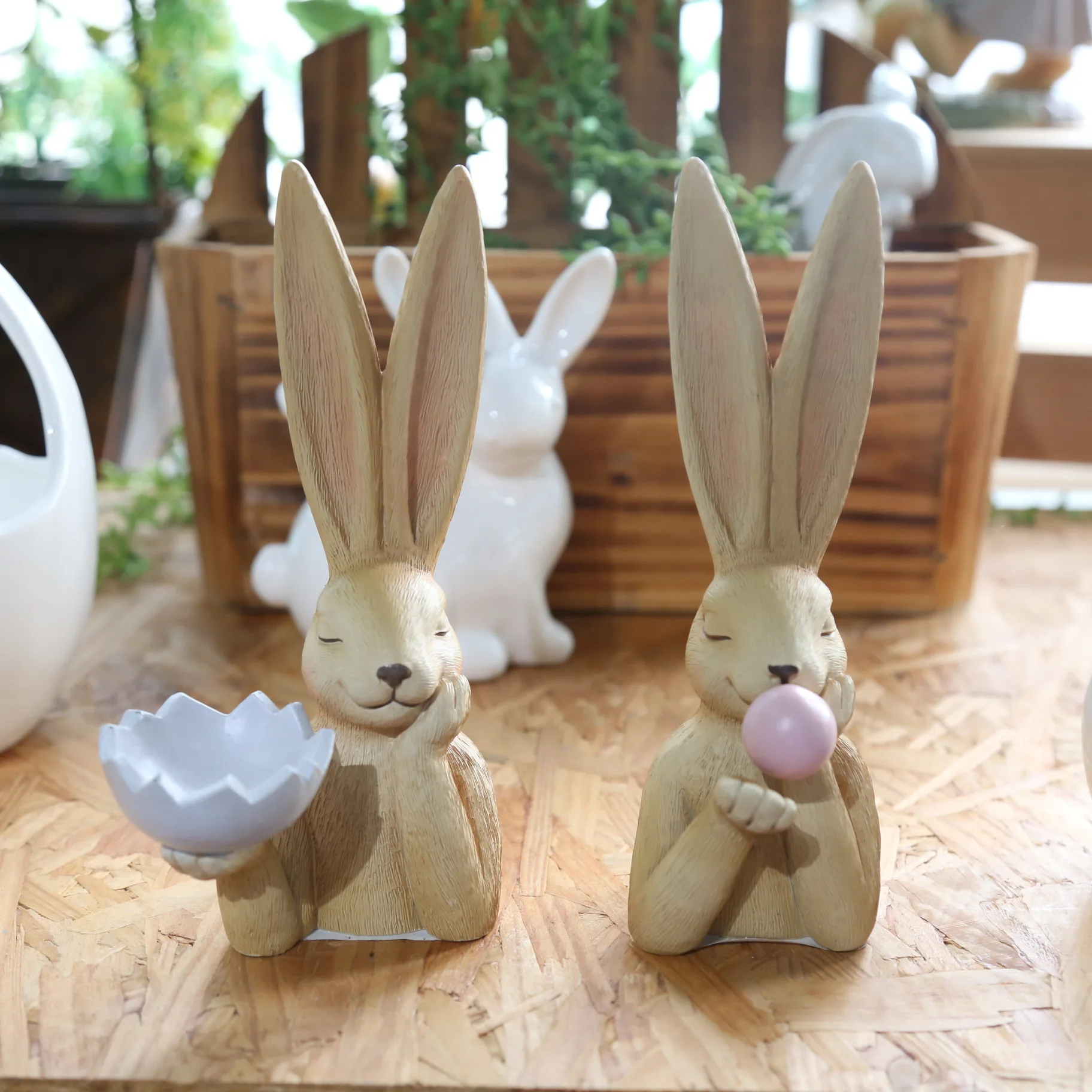 Easter European home table bunny decoration Birthday gift holiday decoration photo hotel club props Resin Easter Rabbits