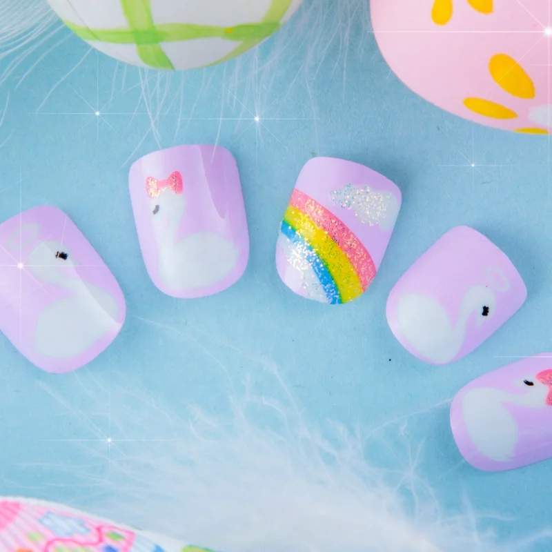 Nail Supplier Wholesale Price Kids Children Cute Designed Tips Safe Material Press on Nail Faux Ongles