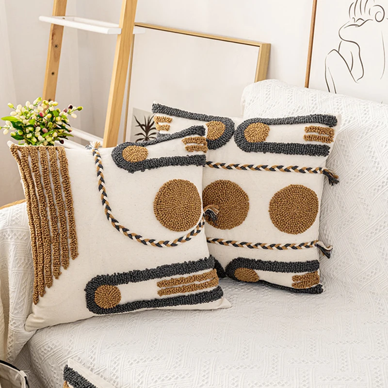  Amity Pattern Pillow Cover Case Sofa Pillow Cover Decorative Tufted Cushion Covers Wholesale Geometric Machine Wash Embroidery