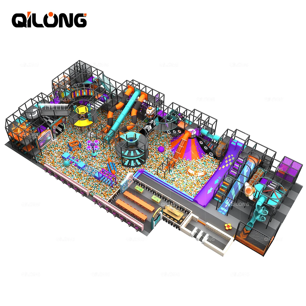 QiLong Large Indoor Playground Kids Arrival Sky Rider Equipment Theme Children Amusement Park