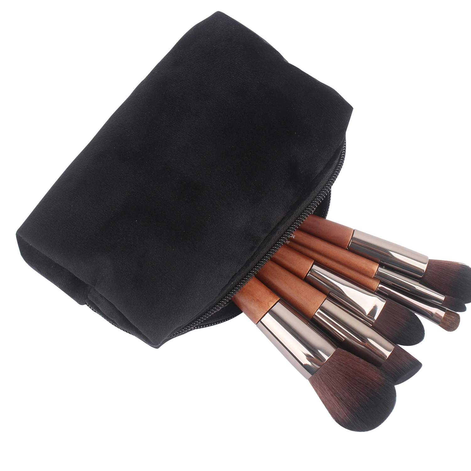 
Travel Organizer Zipper Luxury Cosmetic Pouch for Ladies Custom Logo Brush Velvet Makeup Bag 