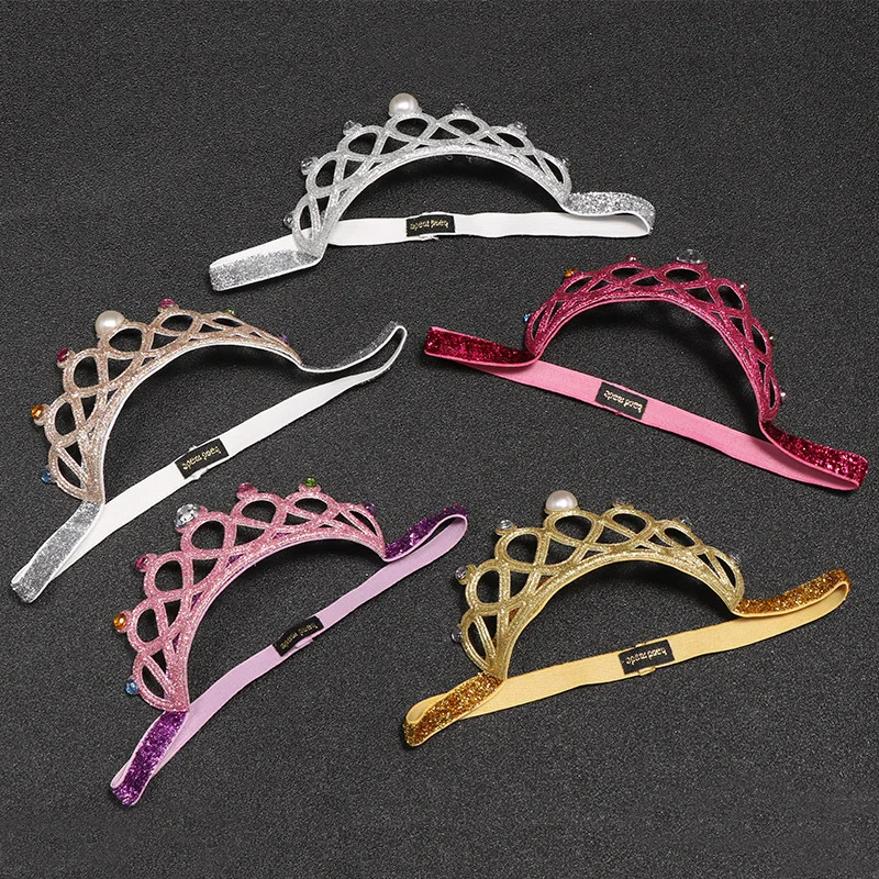 Sweet Children Hair Accessories Kid Headband With Crown For Birthday Party and Costume Elegant Princess Toddler Elastic Headwear