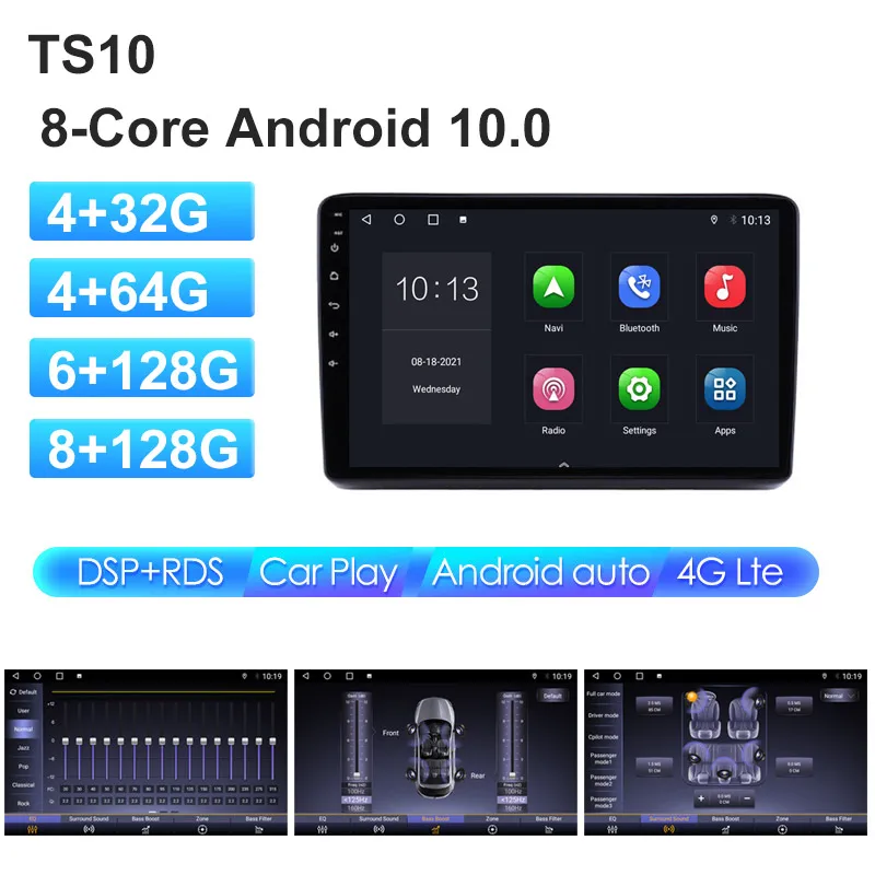 TS10 8 core Android auto Carplay 4G DSP car video gps navigation car dvd player for Ford Focus AUTO AC 2009 2010 2011 2013