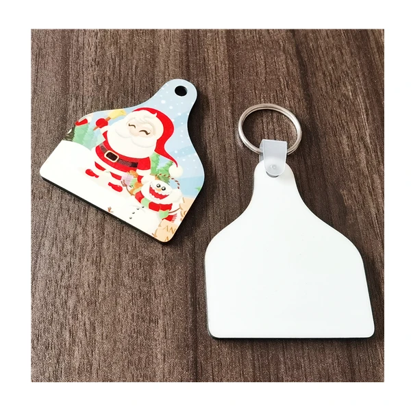 Double sided cow tag keychain Blank sublimation key ring 2023 new trends product