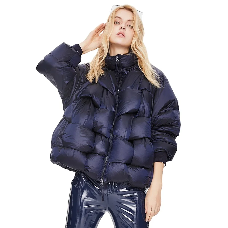 LULUSEN New Fashion Quilted Shinny Bubble Outwear Winter White Duck Down Coats Girls Puffer Jackets For Woman