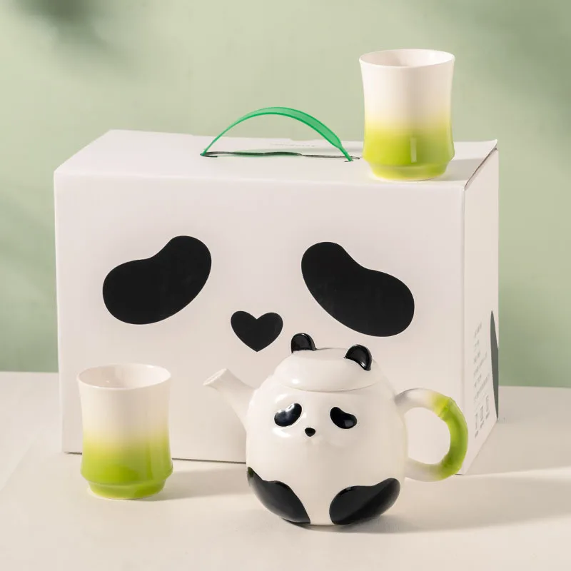 Cartoon Funny Kettle Suit Household Ceramic Cute Panda Series Teacup Set Gift Box Tea Making Teapot