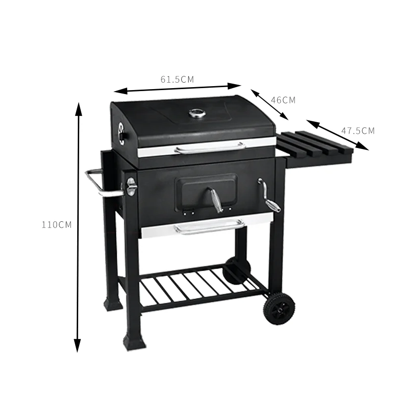 
Trolley Big Square Charcoal BBQ Grill Garden Multi-functional Grill Trolley Barbeque Grill 