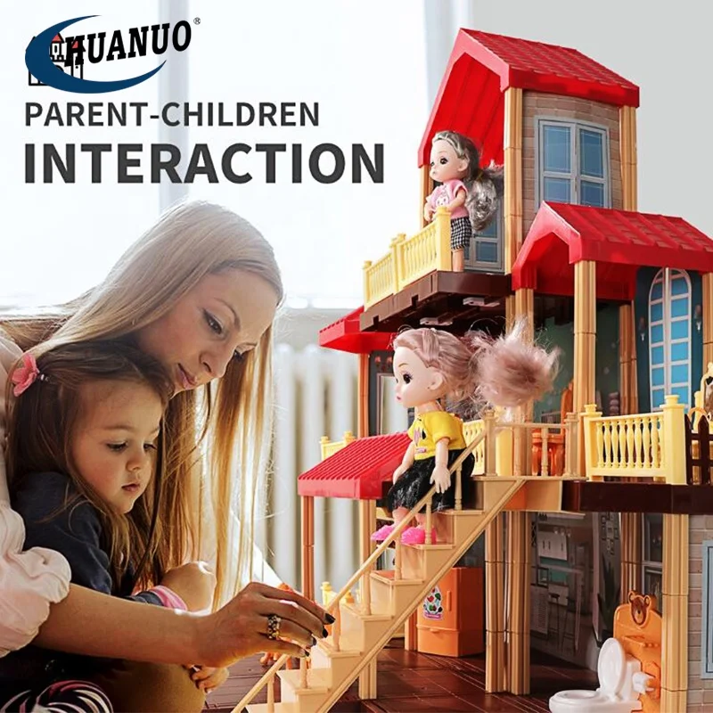 Kids play plastic model princess house toys DIY simulation villa miniatures doll house