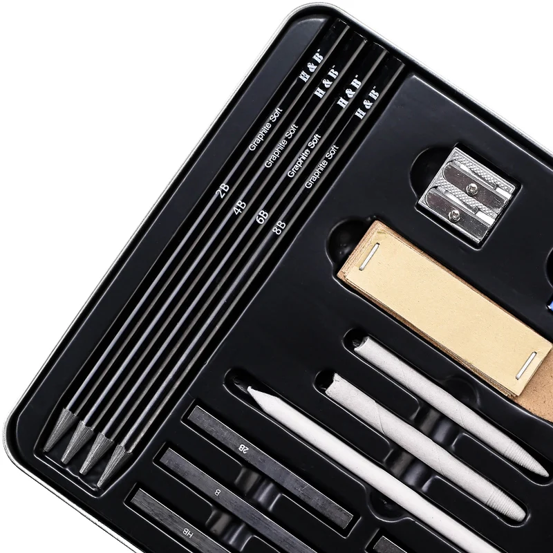 24pcs kids art drawing set sketching pencils kit