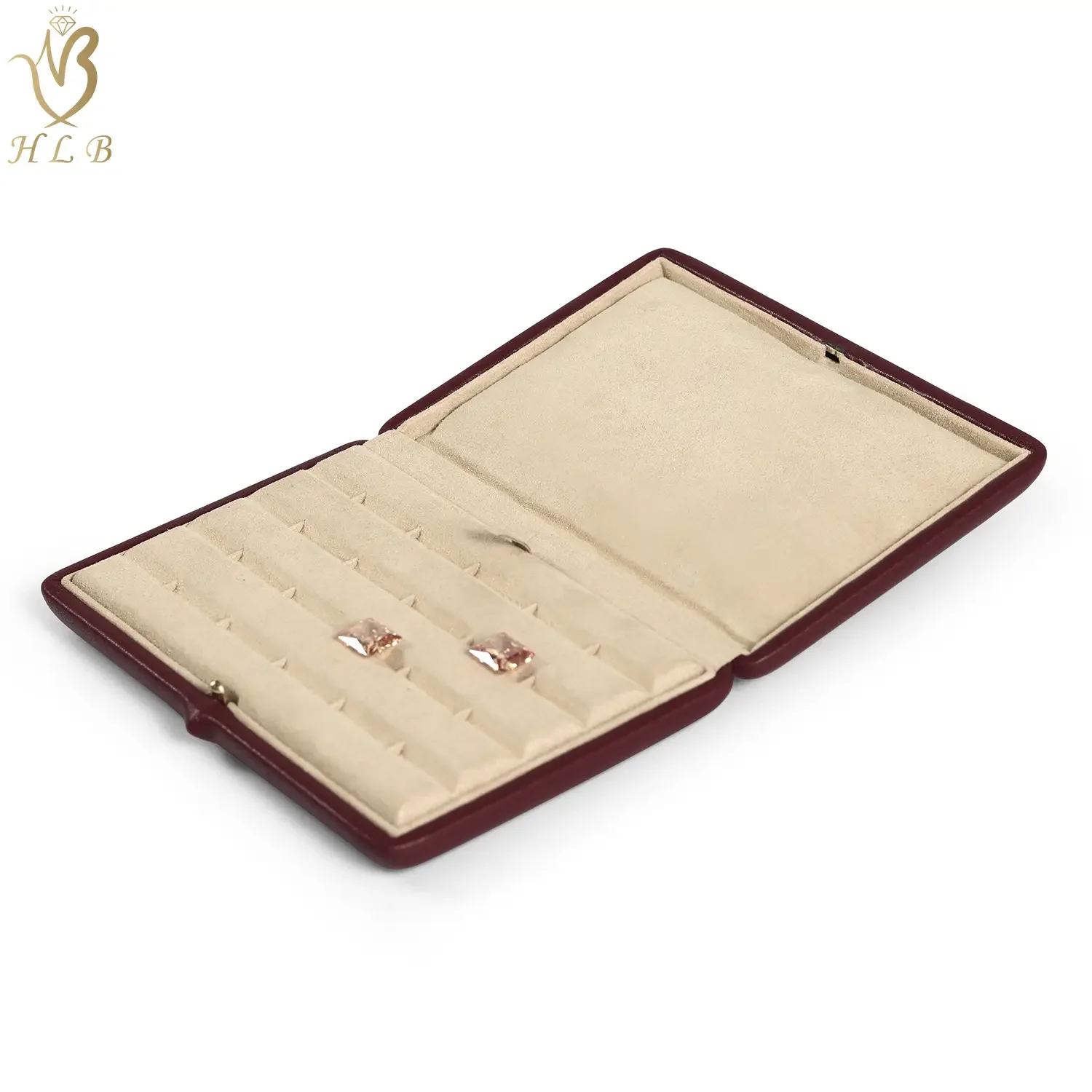 China Factory OEM luxury box packaging custom leather loose gemstone box travel jewelry case