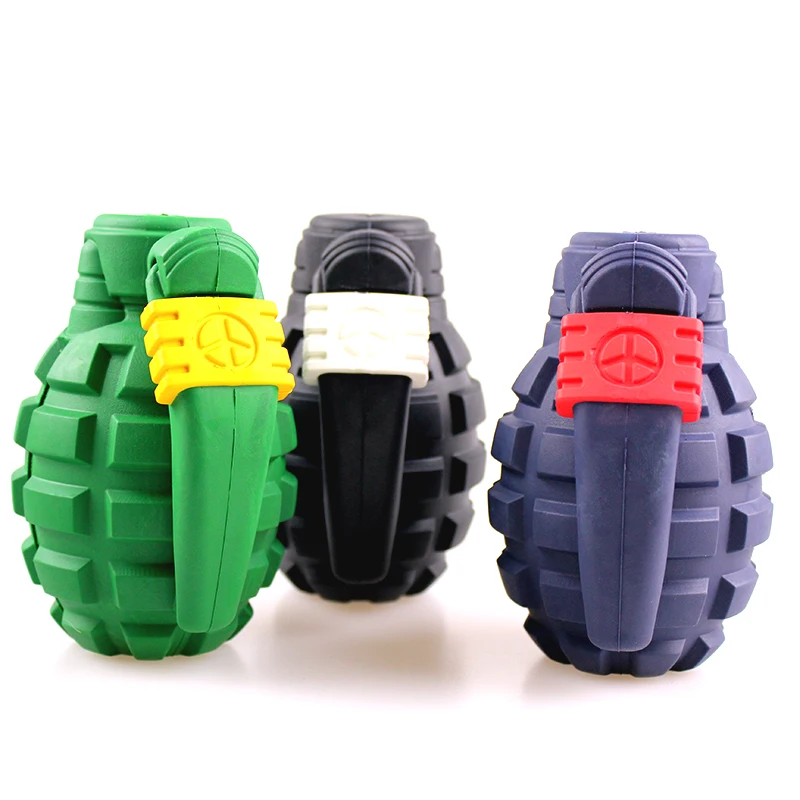 
grenades shape dog rubber leaking food interactive toy 