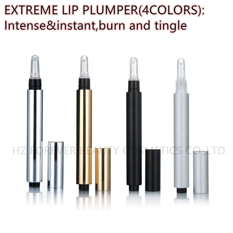 New Matte Pink Aluminium Click Lip Booster Volumising Hyaluronic Acid Extreme Lip Plumper Custom Label