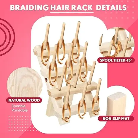 thread spool holder Mini Wooden Wire Rack Display Stand Hair Braiding & Blanket Ladders Rack 23/5000 braiding hair rack