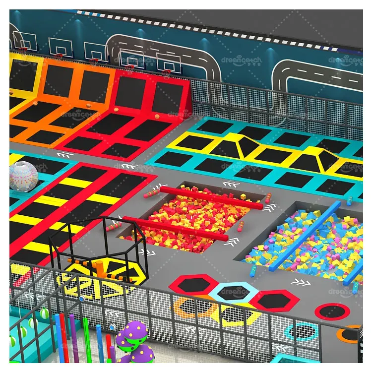 High Quality USA Commercial Children Games Swing Bridge Sets Adults Kids Trampoline Park Franchises