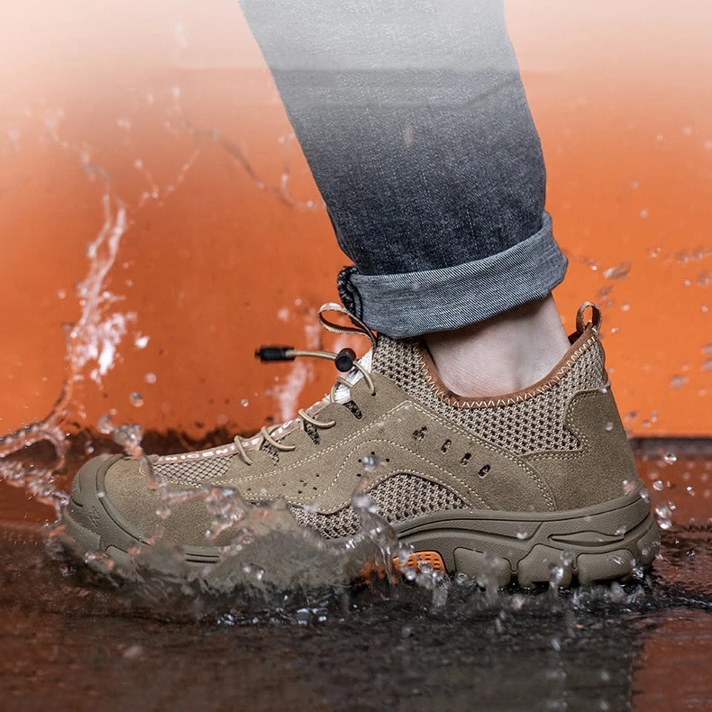 GOTAN Summer Breathable Functional Shoes Unisex Mesh Upper Safety Shoes for Men Anti-slip Work Boots