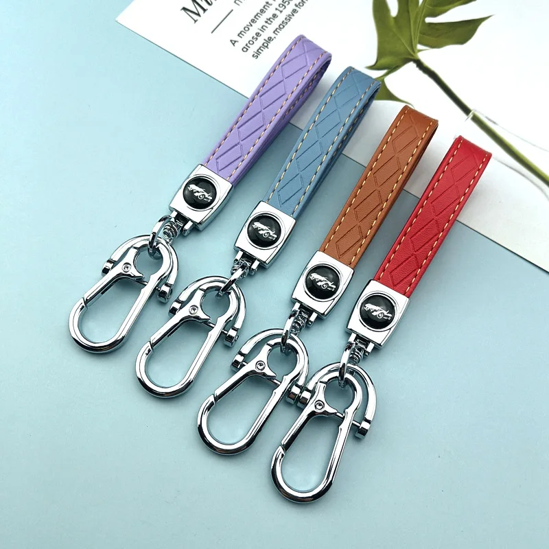 Wholesale OEM embossed leather metal custom car key chain with logo brand