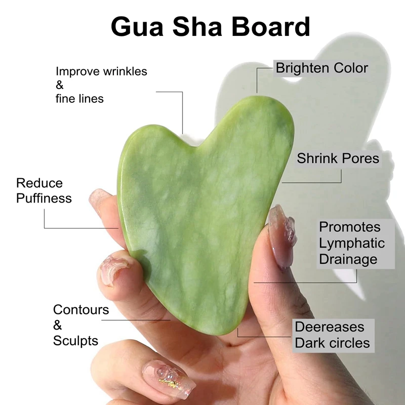 Custom Logo Anti Aging Facial Gemstone Guasha Massager tool Body Scraping Massage Jade Gua Sha Roller Set for Face