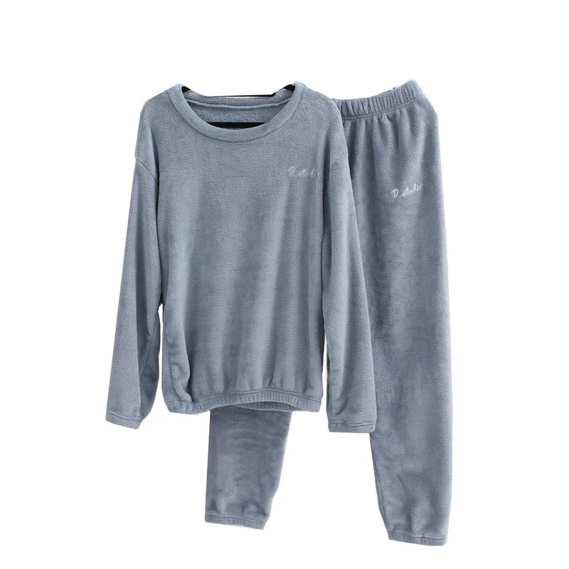 XQM Winter Coral Fleece Home Wear Pajamas Wear Casual Lazy Pants Loose Warm Suit for Women