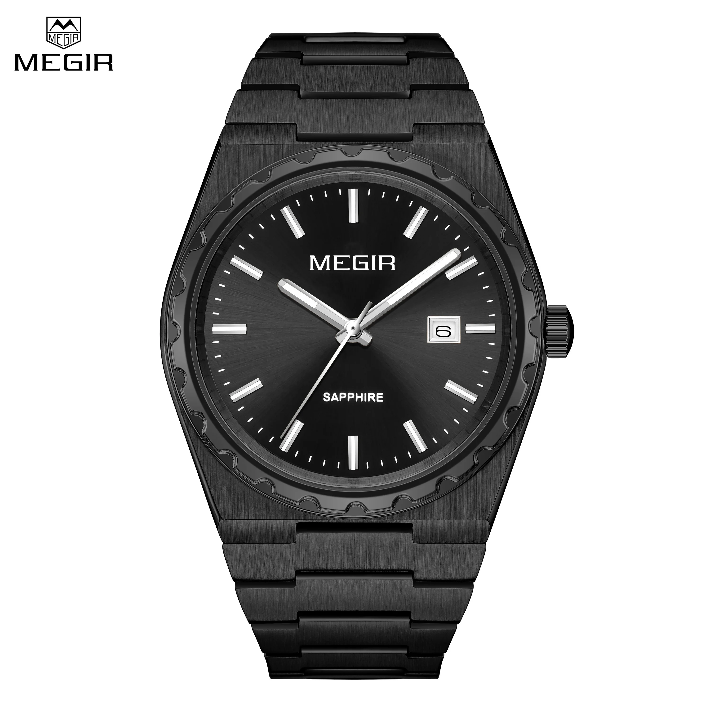 MEGIR 8401 Luxury Business Wrist Watch Men Sapphire Stainless Steel Quartz Watches Waterproof Wristwatch Clock Date Reloj Hombre