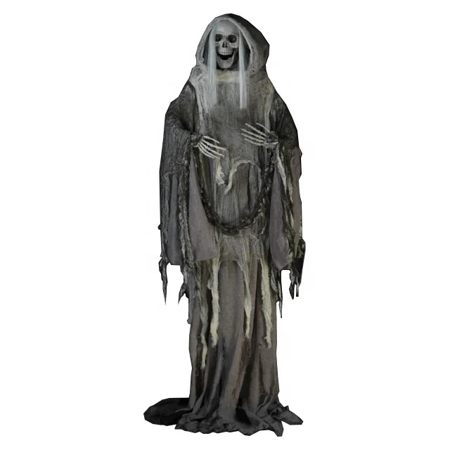 
Halloween Decoration Life size animated standing Reaper in creepy cloth Scary Party Decor Haunted House props 
