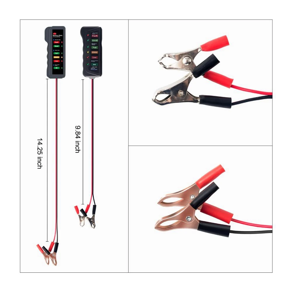 12V Car Battery Tester Digital Alternator Tester 6 Led Lights Display Automotive Diagnostic Tool Auto Load Analyzer