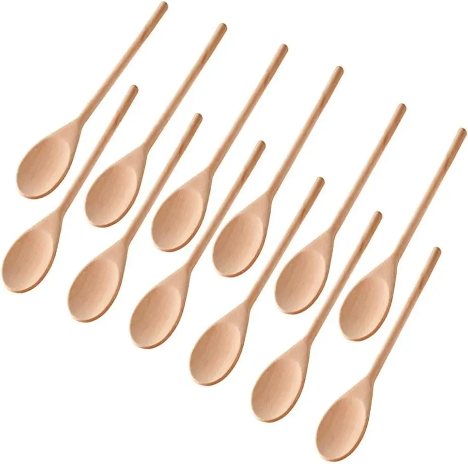Kitchen Wooden Spoon Mix Baking Utensils Puppet 12 Inches - Pack of 12
