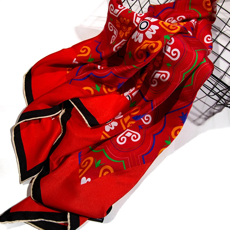 90*90 cm Handbag Neck Decoration Square Satin 100% Silk Scarf Women